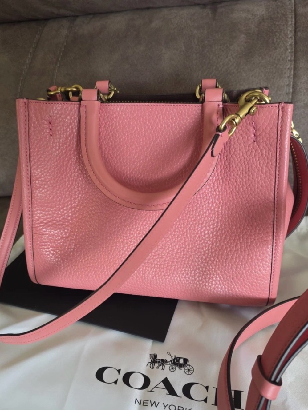 Coach Pink Pebbled Leather Shoulder Satchel